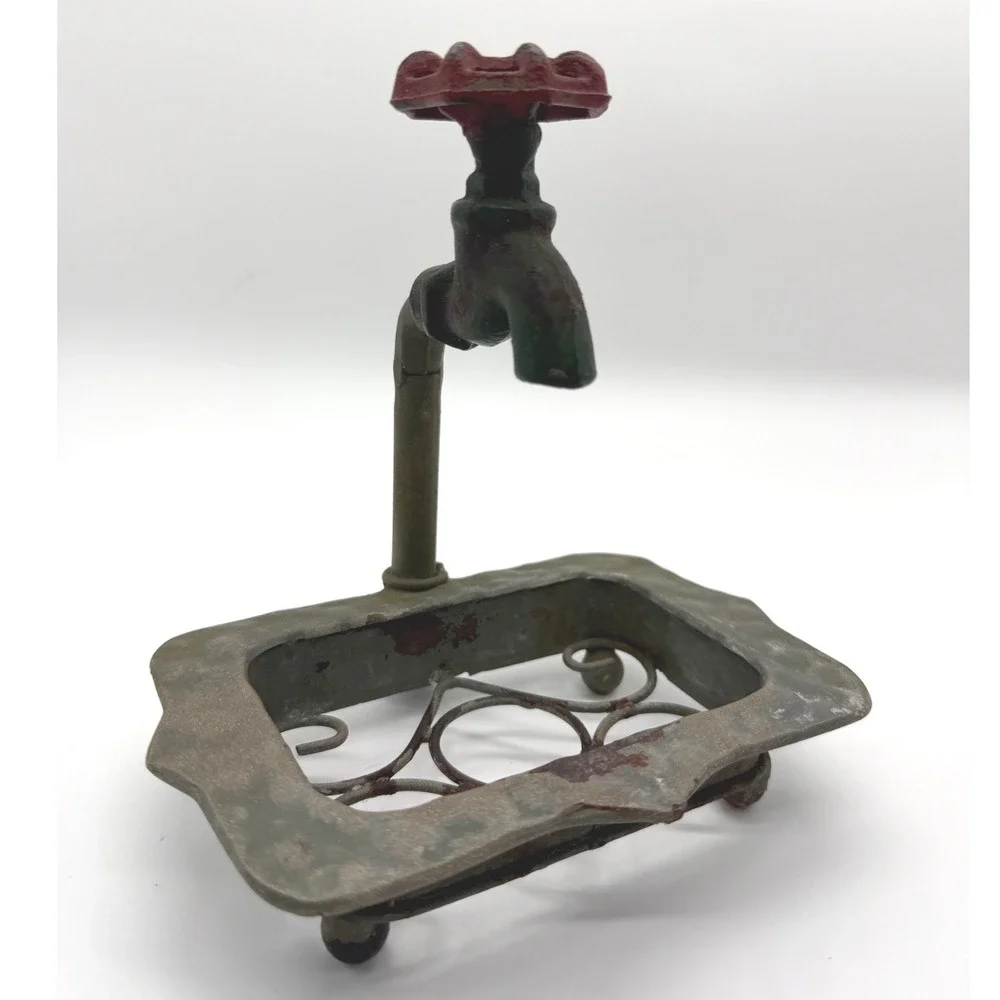 Soap Dish Home Decor OS Gray Industrial Faucet Spigot Rustic Metal Cabin Farm
